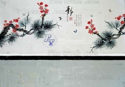 Tải file File tranh gốc tranh tường hoa thủy mặc trung quốc TTQ417 (PSD) cho in tranh kính