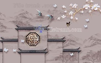 File gốc File tranh gốc tranh tường hoa thủy mặc trung quốc TTQ424 (in ấn) màu sắc trung thực