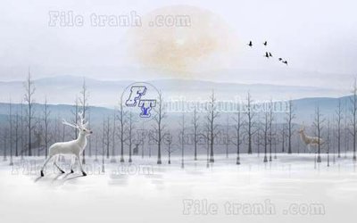 Ảnh gốc File tranh gốc tranh tường hoa thủy mặc trung quốc TTQ432 (độ nét cao) in mica