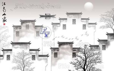 File tranh File tranh gốc tranh tường hoa thủy mặc trung quốc TTQ493 (ảnh gốc) in trần 3D