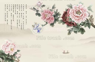 File tranh in trần File tranh gốc tranh tường hoa thủy mặc trung quốc TTQ516 (ảnh gốc siêu nét)