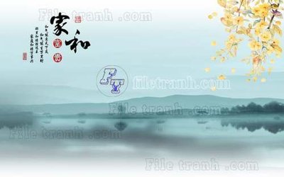 Download file gốc File tranh gốc tranh tường hoa thủy mặc trung quốc TTQ55 (in mica) 3D