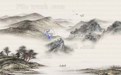 Chi tiết file tranh tráng gương File tranh gốc tranh tường hoa thủy mặc trung quốc TTQ599 (ảnh gốc)