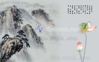 File tranh File tranh gốc tranh tường hoa thủy mặc trung quốc TTQ65 (gốc) in vải canvas