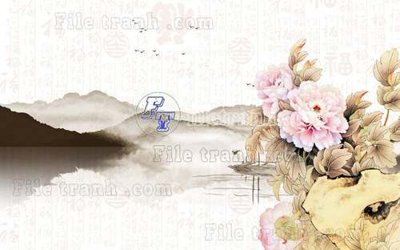 File ảnh File tranh gốc tranh tường hoa thủy mặc trung quốc TTQ87 (gốc) trang trí khách sạn