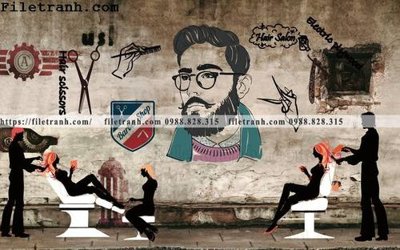 File tranh Tranh dan tuong Tiem cat toc barber 100 (ảnh gốc) độc quyền