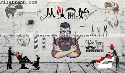 File ảnh Tranh dan tuong Tiem cat toc barber 103 (gốc) in backdrop sự kiện
