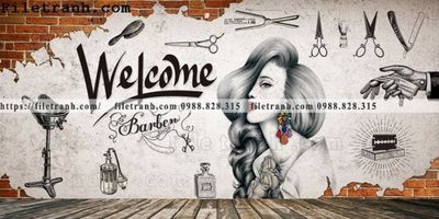 Tải file PSD Tranh dan tuong Tiem cat toc barber 109 (nguyên layer) để in
