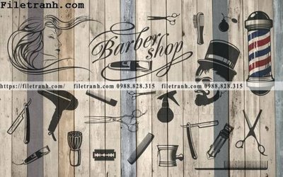 Ảnh gốc Tranh dan tuong Tiem cat toc barber 112 (độ nét cao) in mica