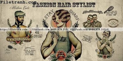 File tranh gốc Tranh dan tuong Tiem cat toc barber 117 (bản đẹp) độc quyền