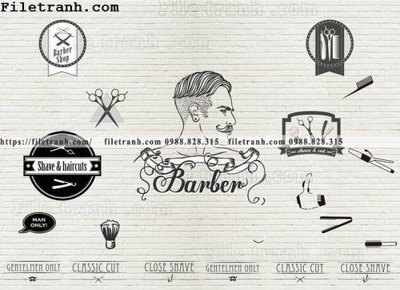 File in trần Tranh dan tuong Tiem cat toc barber 120 (file gốc) xuyên sáng