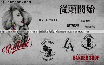 File PSD Tranh dan tuong Tiem cat toc barber 123 (gốc) nhiều lớp (multi-layer)