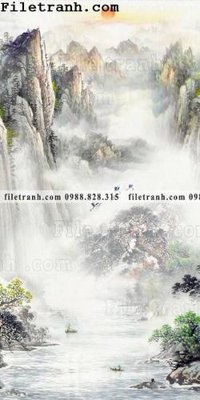 File tranh Tranh phong canh sanh vao cua Trung Quoc100 (bản gốc) in lụa dán tường