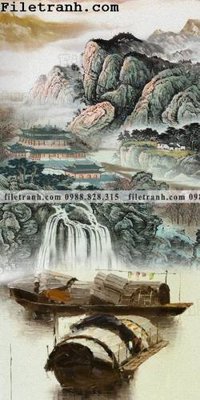 File ảnh Tranh phong canh sanh vao cua Trung Quoc170 (gốc) in decal dán tường