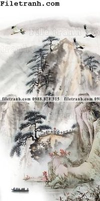 File gốc Tranh phong canh sanh vao cua Trung Quoc183 (in tráng gương) hiện đại