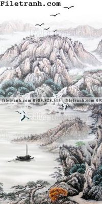 File gốc Tranh phong canh sanh vao cua Trung Quoc215 (in mica) trang trí