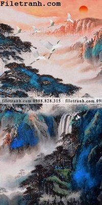 Ảnh gốc Tranh phong canh sanh vao cua Trung Quoc230 (nét căng) in mica