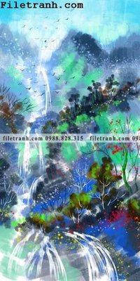 File gốc Tranh phong canh sanh vao cua Trung Quoc242 (in lụa) tranh phong thủy