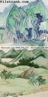 File gốc Tranh phong canh sanh vao cua Trung Quoc252 (in lụa) tranh phong thủy