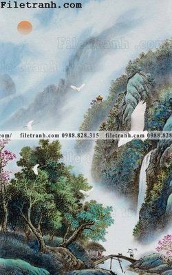 File in trần Tranh phong canh sanh vao cua Trung Quoc301 (file gốc) hoa văn 3D