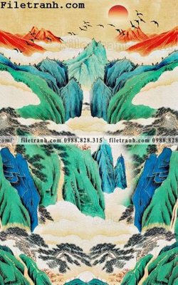 File tranh Tranh phong canh sanh vao cua Trung Quoc346 (bản gốc) in lụa 5D