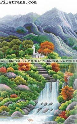 File gốc Tranh phong canh sanh vao cua Trung Quoc349 (in tráng gương) hiện đại