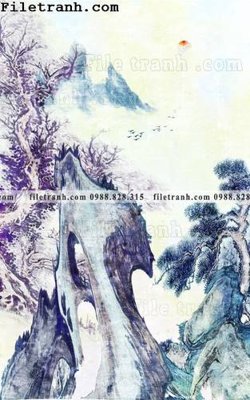 File gốc Tranh phong canh sanh vao cua Trung Quoc358 (in mica) trang trí