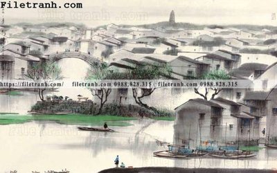File tranh gốc in trần nhà Tuong nen toa nha co Zhang Jiangnan 114 3D
