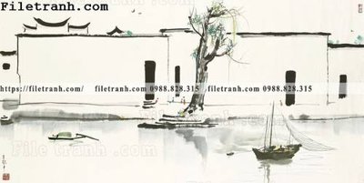 File tranh quảng cáo Tuong nen toa nha co Zhang Jiangnan 124 (file gốc) chuyên nghiệp