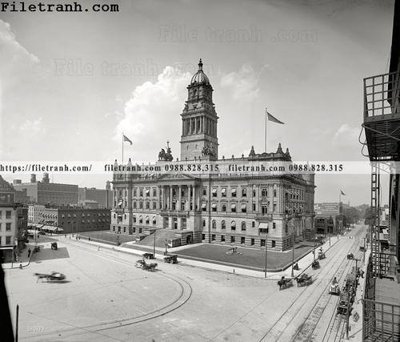 Hình ảnh file gốc Wayne County Building_ 1910 cho in UV
