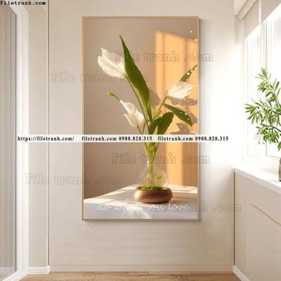 File tranh binh hoa va cay phong cach bac au 516 (file gốc) chủ đề phong thủy