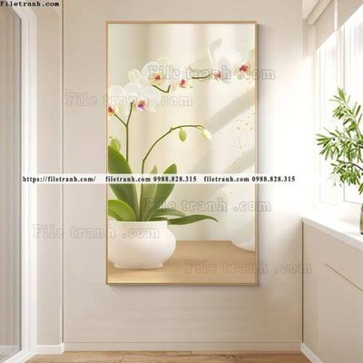 Ảnh gốc binh hoa va cay phong cach bac au 527 (nét căng) in mica