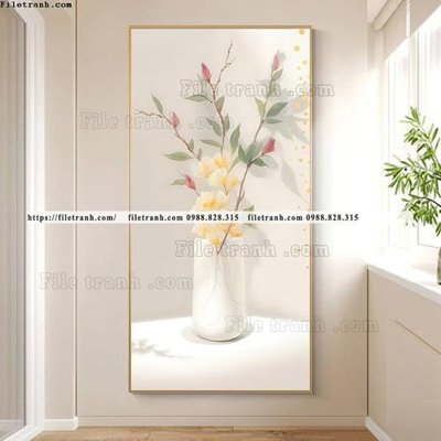 File tranh binh hoa va cay phong cach bac au 547 (file gốc) chủ đề phong thủy