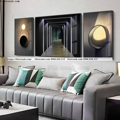 File tranh bo 3 truu tuong anh sang hien dai 505 (gốc) phong cách tối giản