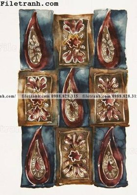 File tranh bong hoa phong cach dan toc 106 (ảnh gốc) in trần 3D