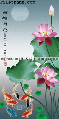 File tranh PSD bong hoa sen trung quoc 108 chất lượng cao