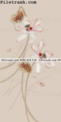 File tranh bong hoa sen trung quoc 172 (bản gốc) in lụa dán tường