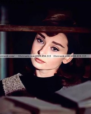 File tranh gốc in trần nhà buc anh cua Audrey Hepburn 182 3D