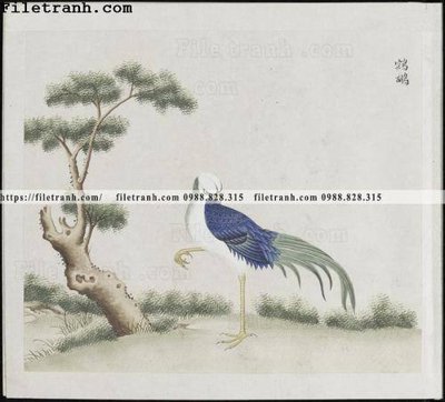 File gốc buc anh hoa co chim muong mau sac nhe nhang 106 (in mica) cắt laser