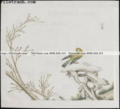 File tranh buc anh hoa co chim muong mau sac nhe nhang 116 (gốc) in trên kính