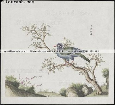 File tranh trang trí buc anh hoa co chim muong mau sac nhe nhang 129 (file gốc)