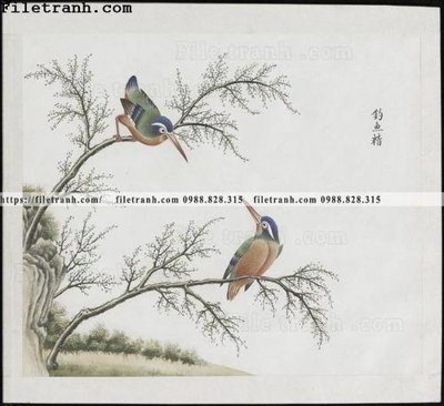 File in trần buc anh hoa co chim muong mau sac nhe nhang 149 (bản gốc 3D) sống động