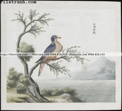 File in ấn buc anh hoa co chim muong mau sac nhe nhang 151 (bản gốc) chất lượng cao