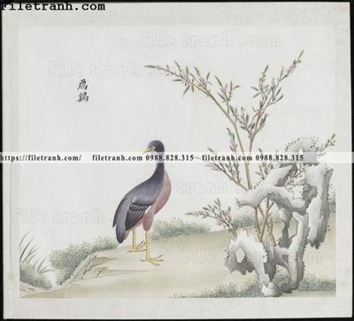 File tranh buc anh hoa co chim muong mau sac nhe nhang 177 (gốc) in vải canvas