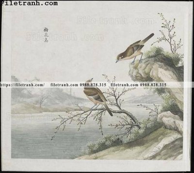 File in trần buc anh hoa co chim muong mau sac nhe nhang 210 (bản gốc) hoa văn