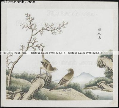 File tranh buc anh hoa co chim muong mau sac nhe nhang 229 (bản gốc) trang trí văn phòng