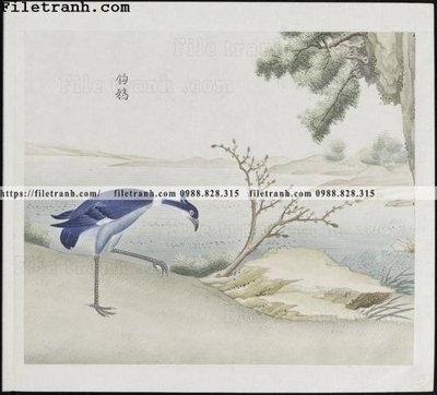 File gốc buc anh hoa co chim muong mau sac nhe nhang 309 (in lụa) chi tiết cao