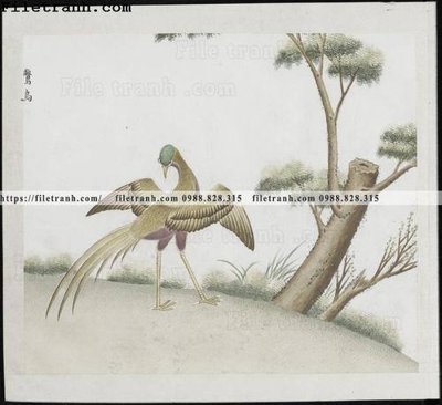 File tranh gốc PSD buc anh hoa co chim muong mau sac nhe nhang 324 còn nguyên layer