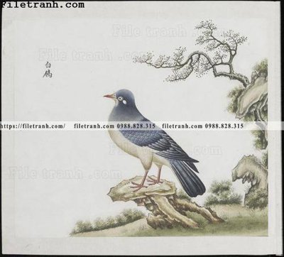File tranh buc anh hoa co chim muong mau sac nhe nhang 340 (gốc) in film