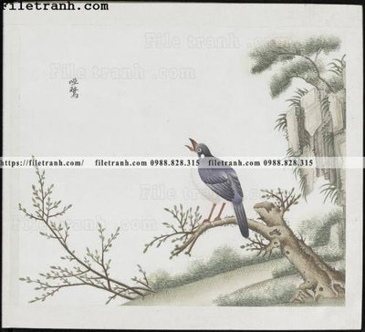 File in trần buc anh hoa co chim muong mau sac nhe nhang 351 (file gốc) hoa văn 3D